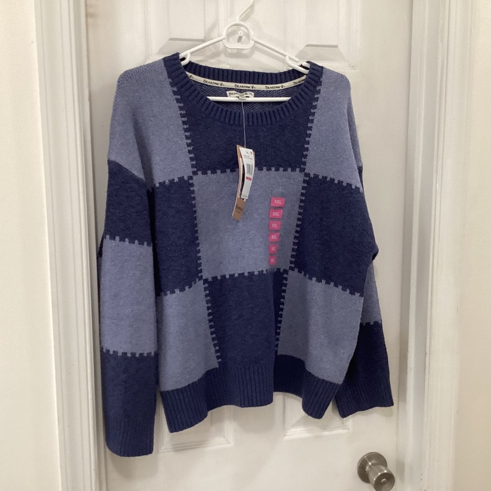 New ladies XXL BearPaw Blue Block Crewneck